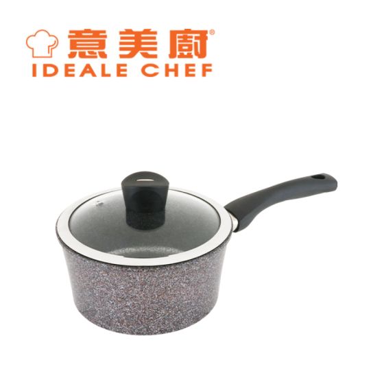 意美廚 - 韓國製 SELECTED 鋼化鑄鋁大理石紋易潔單柄煲連玻璃蓋 18cm / 1.8L IC14318P