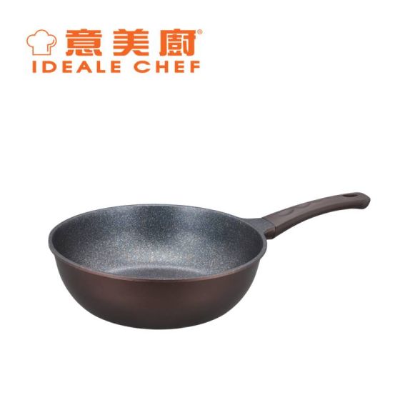 意美廚 - 韓國製 PLUS 鋼化鑄鋁大理紋石易潔單柄深煎鍋 (28厘米/30厘米) IC144T-MO