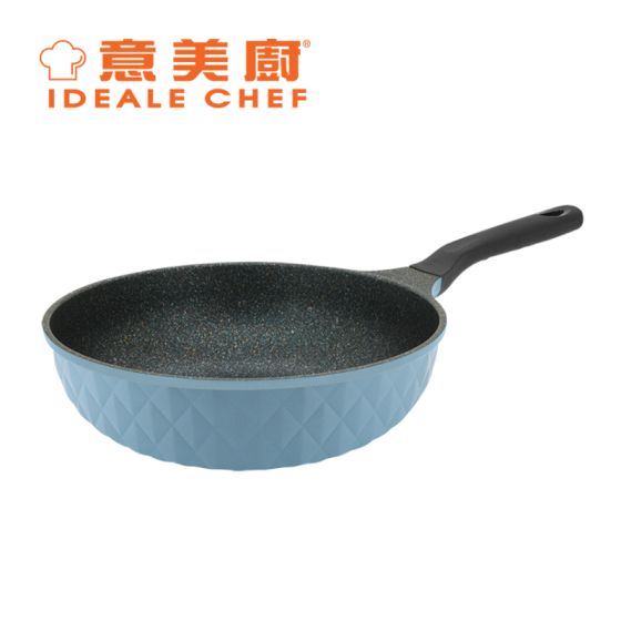 意美廚 - 韓國製 CRYSTAL 鋼化鑄鋁大理石紋易潔單柄炒鍋 28cm IC16128W