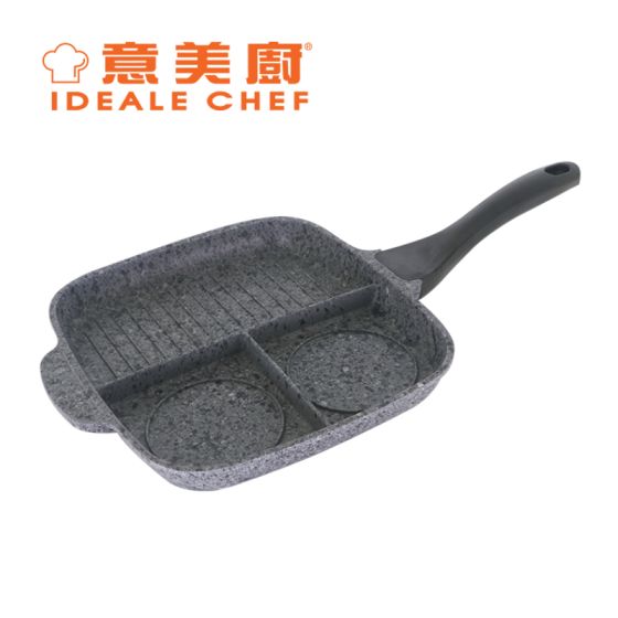意美廚 - 鋼化鑄鋁花崗岩紋易潔三合一單柄煎鍋 25.5 x 23.5cm IC16725F