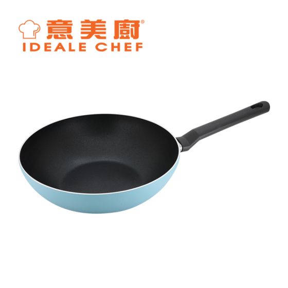 意美廚 - NATURAL PLUS 黑色易潔單柄炒鍋 - 藍色 (28厘米/30厘米) IC216W-MO