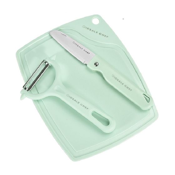 意美廚 不銹鋼廚房小工具3件套裝：Y型削皮器、摺疊式水果刀、砧板 (411047) CR-IC411047
