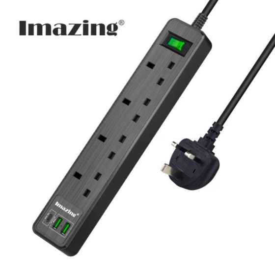 Imazing - IM2U4K-C 防雷拖板 - 4 插位+ 2 USB + Type C (20W輸出) (黑色 / 白色) IM2U4K_C_ALL