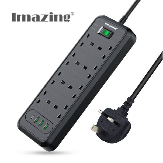 Imazing - IM3U8K-C 防雷拖板 - 8 插位 + 3 USB / + 1 Type C PD 65W輸出 IM3U8K_C_BK