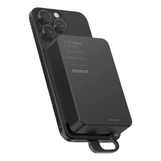 Momax - 1-Power F.Pass+ 20000mAh 磁吸帶線流動電源 [黑色/鈦金屬色] IP159_ALL