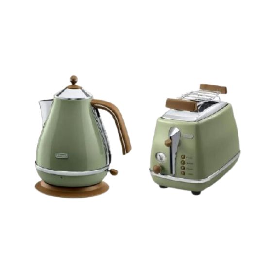 De'Longhi - Icona Vintage 系列電水壺+多士爐 KBOV2001+CTOV2103 (橄欖綠/海洋藍/優雅白)