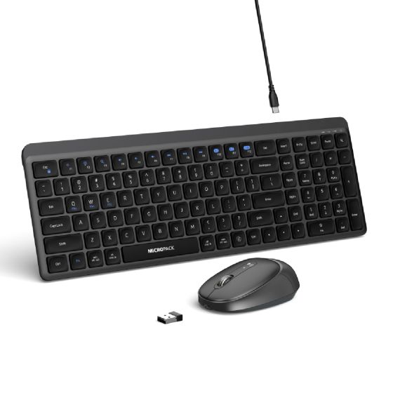 Micropack - 雙模靜音無線鍵鼠組合 2.4G+Bluetooth (多色選擇) KM-268W-EN-MO