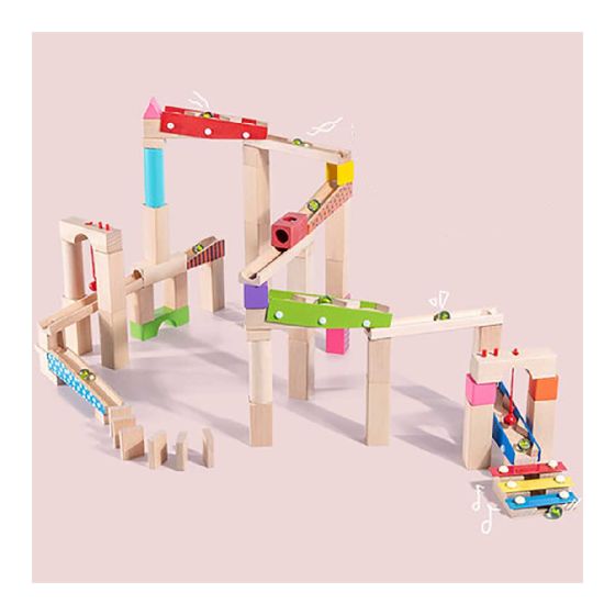 Kidrise - 機關版 Marble Run 木製軌道滾珠積木玩具 (100塊積木機關套裝) KR050