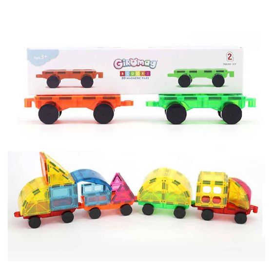 Giromag - 彩窗磁力片 擴充玩法專用小車 孖裝STEM玩具車 KR155