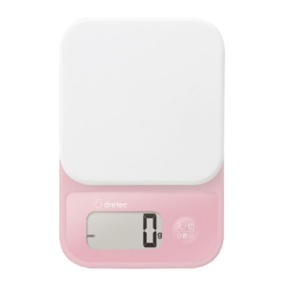 Dretec - 日本 2KG 電子料理磅秤 (白色/粉紅色) KS-715WT
