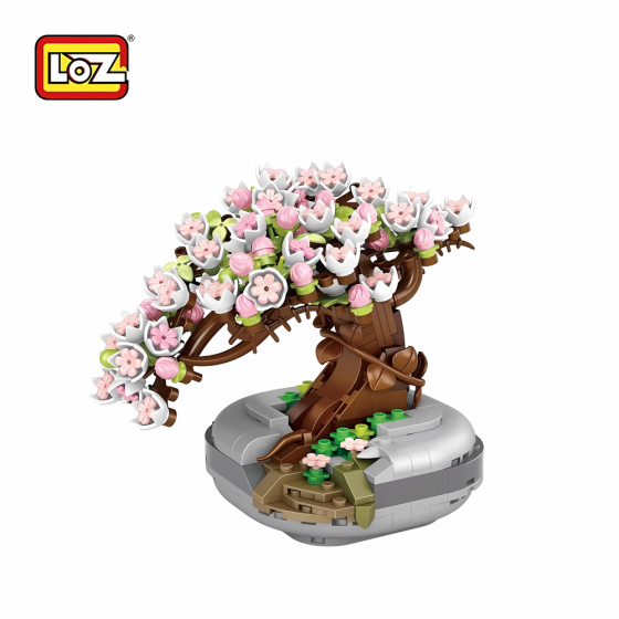 LOZ - 樱花盆栽-光感漸變色迷你積木擺設
