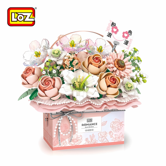 LOZ - 幻彩粉紅花束禮盒迷你積木(亮燈款)