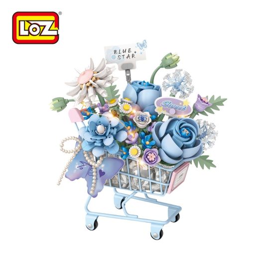 LOZ - 星辰藍・推車花禮迷你積木(附燈帶)