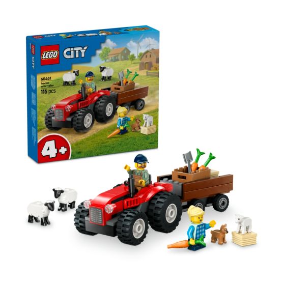 LEGO® - City 60461 紅色農場拖拉機連車廂和綿羊 (角色扮演玩具