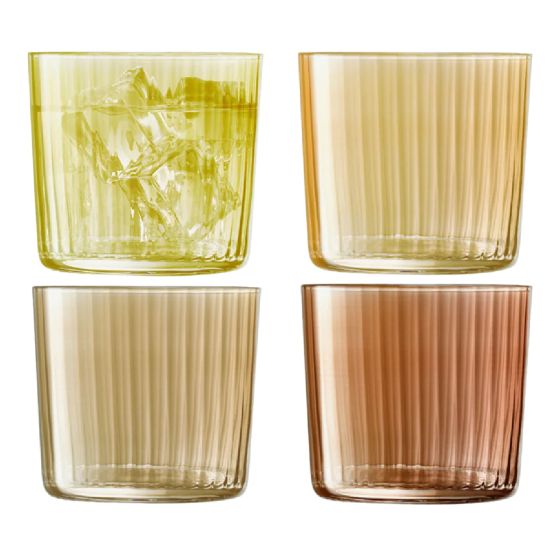 LSA - GEMS 條紋玻璃杯4件套 - 琥珀色/ 石榴粉紅色/ 玉石綠色 LSA-TBR-GEM-4PC-MO