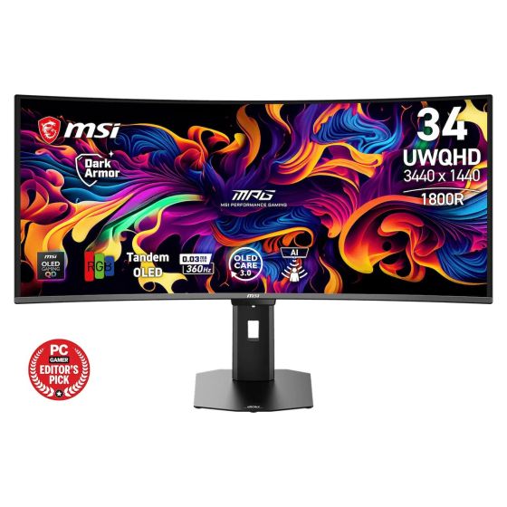 MSI MPG 341CQR QD-OLED X36 34" UWQHD 360Hz QD-OLED 電競顯示器(MO-MP34O36+CE-ACPC+LB-MON) MO-MP34O36