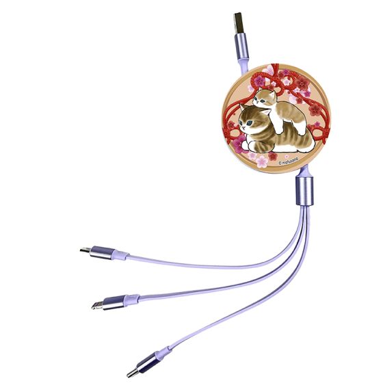 Anichi - 3合1伸縮快充數據線 - 春日貓 CR-MOF-106-P