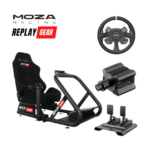 [優惠組合1]Moza R12基座/CSV2P方向盤/CRP2腳踏 連 Replay Gear Pro Chassis高級賽車架連座椅 MXRPGPB1