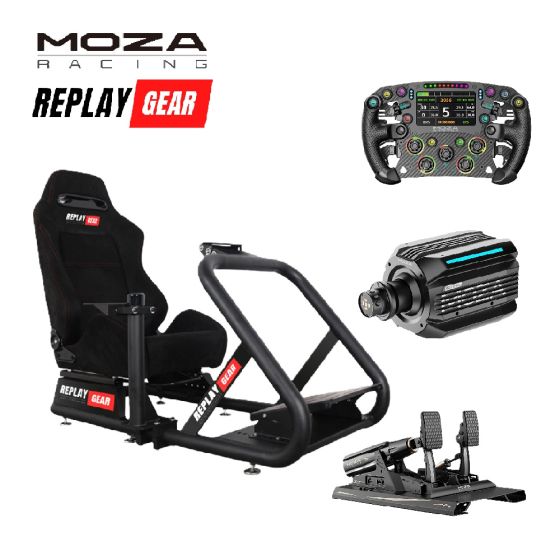 [優惠組合3]Moza R21 Ultra基座/FSR2方向盤/MBooster腳踏 連 Replay Gear Pro Chassis高級賽車架連座椅 MXRPGPB3