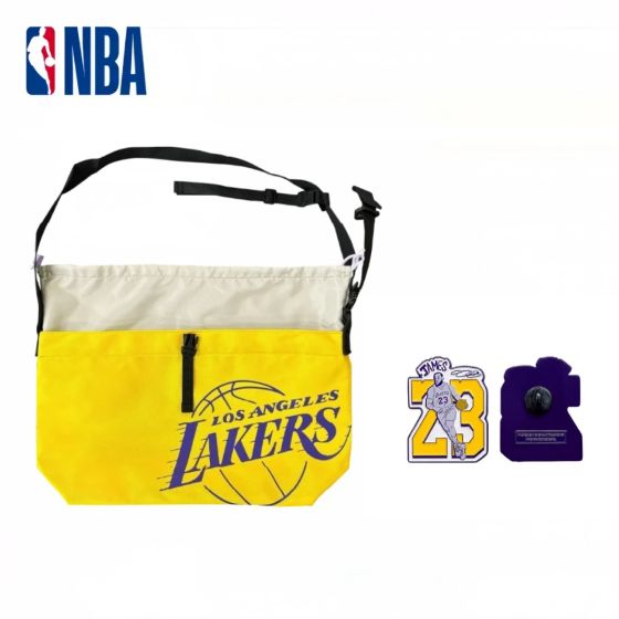 NBA - 湖人隊大容量球隊標誌撞色抽繩袋 +詹姆斯球星形象彩色徽章 CR-NBA-BAG250030