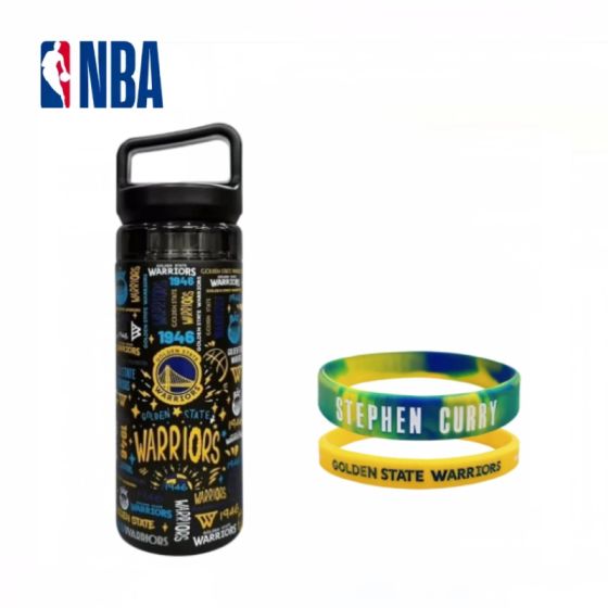 NBA - 勇士隊滿杯標識保溫杯 +2件裝迷彩球員矽膠手環 CR-NBA-BOT240080