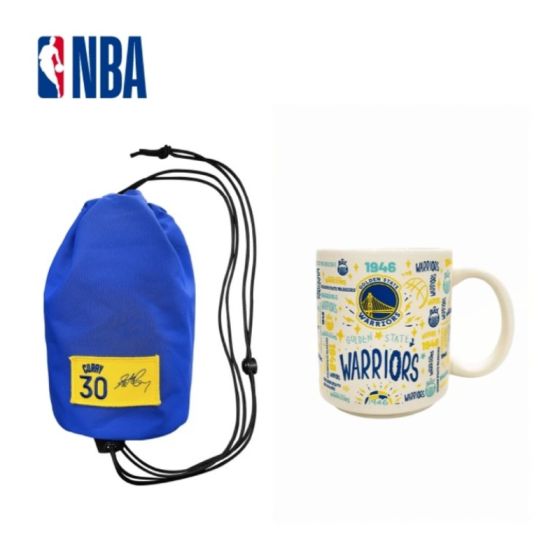 NBA - 勇士隊複古塗鴉馬克杯 +居裡迷你抽繩包 CR-NBA-MUG260094