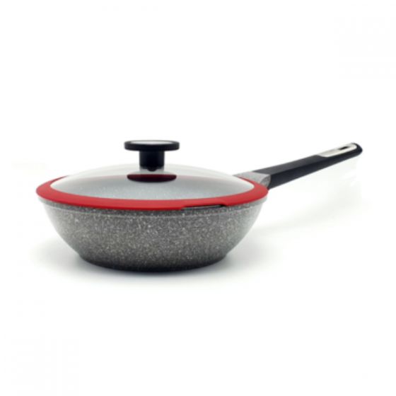 Neoflam - POTE 26cm 樸石鑄造中式炒鑊連玻璃蓋 (適用於電磁爐) NF-POTE-WOK26