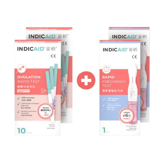 INDICAID™妥析™ - 特早即知驗孕棒 2件 + INDICAID™妥析™排卵快速測試 2件 P0165_P0172