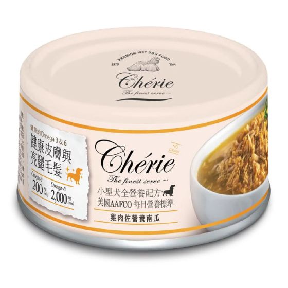 Cherie - 高纖南瓜狗主食罐(雞肉)(皮毛健康)80g (1箱=24件) CR-PL4712937601774