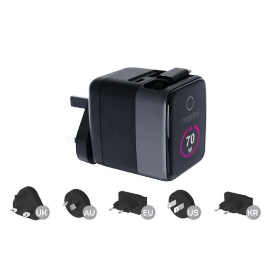 ProMini - GTC70P UI顯示PD3.0 GaN 70W內置線旅行快速充電器