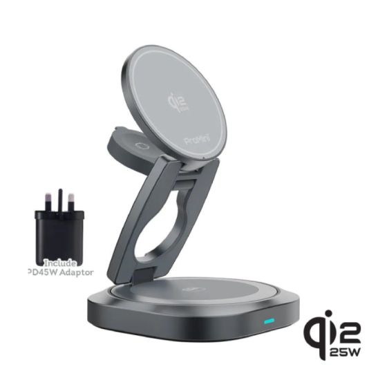 ProMini - MagW5R 35W Qi2.2認證 磁吸三合一360°摺疊式無線充電座 (連火牛) PROMINI_MAGW5R