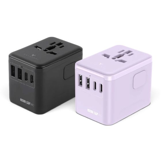 2theMax - PT88C USB-C 4-Port Travel Power Adaptor (Black/Purple)