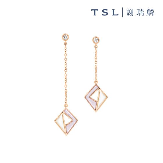 TSL|謝瑞麟 - 18K玫瑰色黃金鑲貝母耳環 S7361