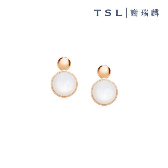 TSL|謝瑞麟 - 18K玫瑰色黃金鑲白貝母耳環 S7365-OMPW-R-XX-001