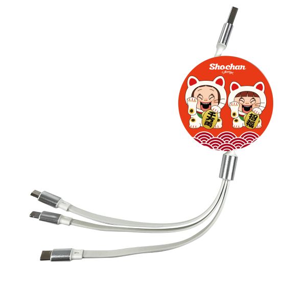 Anichi - 3合1伸縮快充數據線 - 小燦招財貓 CR-SC-017-W