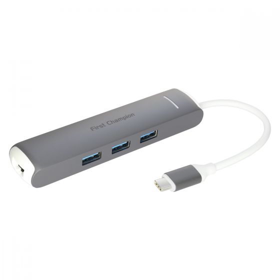 First Champion USB Type-C 集線器 - 6合1 (HDMI, USB, USB-C, Gigabit Lan) - TCH-6C3U3HLAN