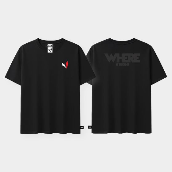 Tiger Yau "Where It Begins" Live 2026  黑色圓領刺繡 Tee (Size 1)
