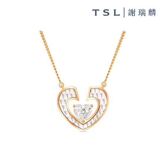 TSL|謝瑞麟 - 心動之選 18K玫瑰色,白色黃金鑲鑽石頸鍊 BD536
