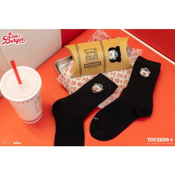 罐頭豬 LuLu漢堡系列 - 黑色刺繡襪子 CR-TZA12P0251