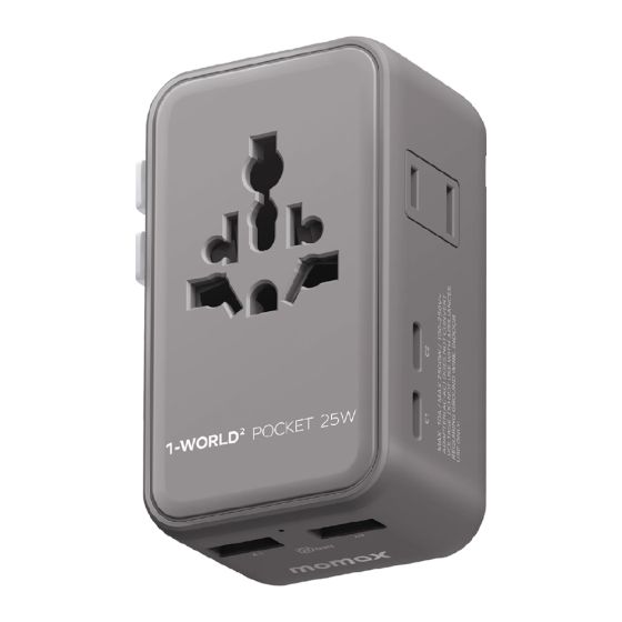 Momax - 1-World² Pocket 25W 四接口雙 AC 旅行充電插座 [多種顏色] CR-UA32AUK_ALL