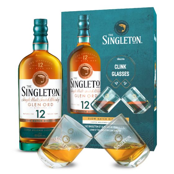 The Singleton 12 Years Old Single Malt Scotch Whisky with clink glasses