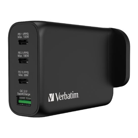 Verbatim - 4 Port 130W PD & QC 3.0 GaN USB 充電器 [66634] VERBA-66634