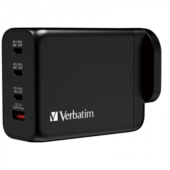 Verbatim - 4 Port 200W PD 3.0 & QC 3.0 GaN 充電器 （接地英國插頭） [66703] VERBA-66703