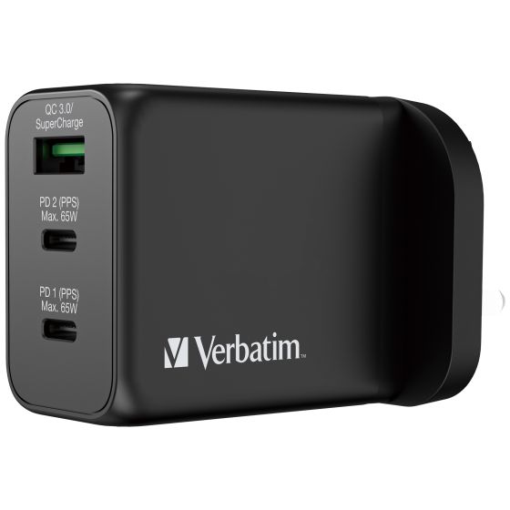Verbatim - 3 Port 65W PD 3.0 & QC 3.0 GaN 充電器 [66716] VERBA-66716