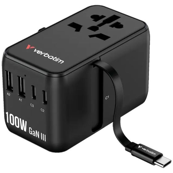 Verbatim - Charge 'n' Travel 100W 通用旅行轉插連可伸縮USB-C充電線