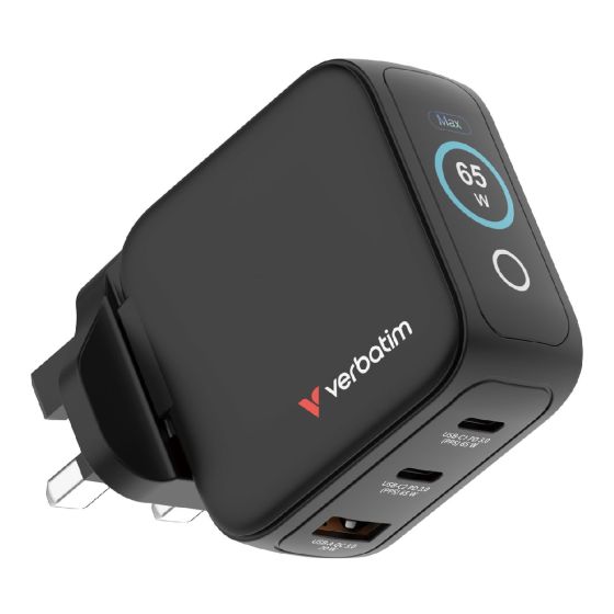 Verbatim - 65W迷你GaN牆式USB 快速充電器帶顯示屏 CR-VERBA_30246