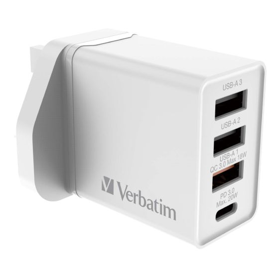 Verbatim - 4 Port 30W PD & QC 3.0 USB 充電器 [白色] VERBA_66897