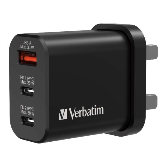 Verbatim - 3 Port 30W PD 3.0 & QC 3.0 GaN 充電器 VERBA_66947