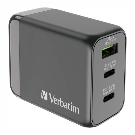 Verbatim - 3 Port 65W PD 3.0 和 QC 3.0 GaN 旅行充電器 VERBA_66963