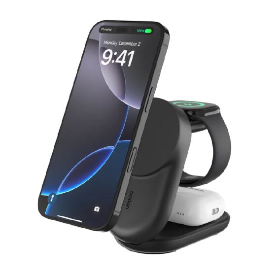 Belkin - Belkin UltraCharge Qi2 3合1 可折疊磁吸充電器 25W [黑色 / 白色] CR-WIZ037MY_ALL